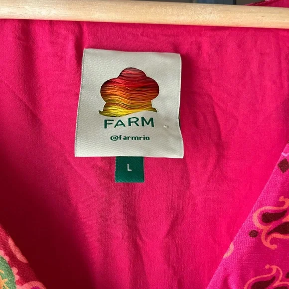 Farm Rio Colorful Bandana Tie Waist Midi dress size L - Picture 10 of 11